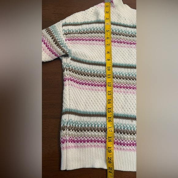 LOFT Striped Pointelle Sweater Size Small Lightweight - Picture 8 of 8